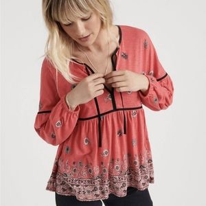 🆕 SALE Lucky Brand Border Print Peasant Top